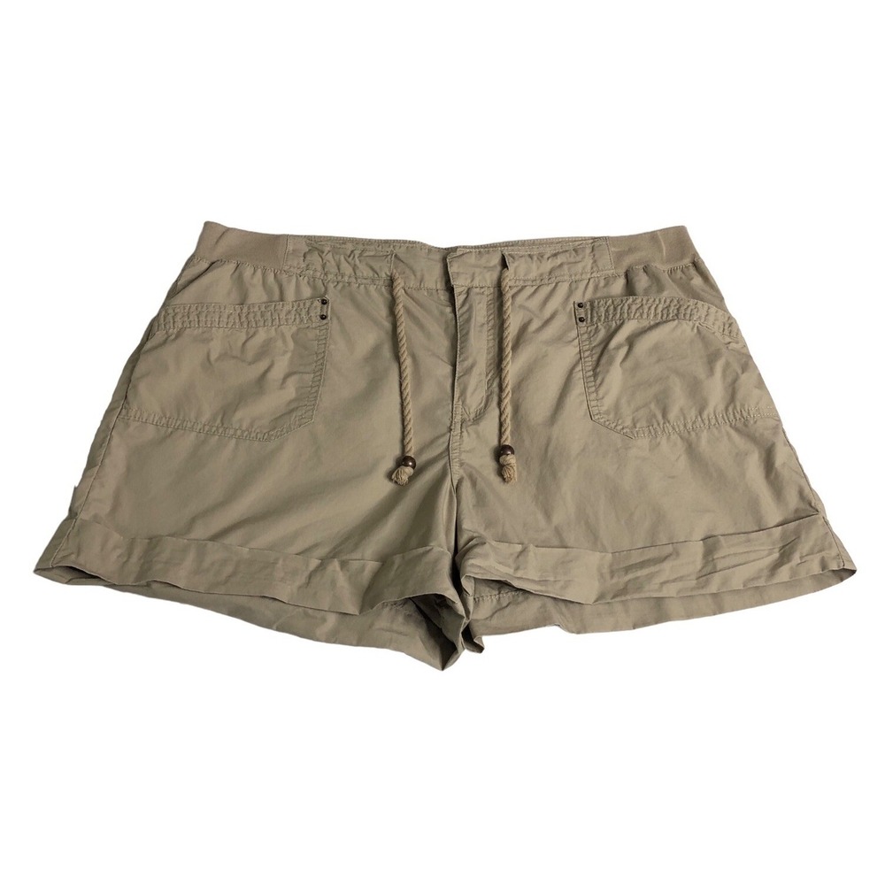 Vintage Y2K Faded Glory‎ Shorts Womens 14 Tan Drawstring Cuffed Utility Casual
